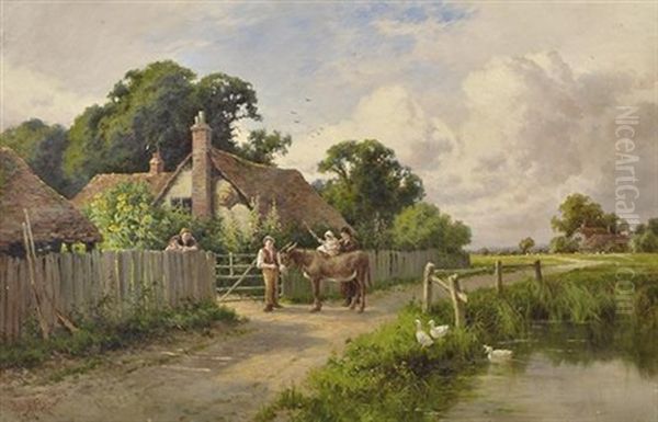 On A Country Road Oil Painting by Henry H. Parker