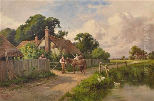 On A Country Road Oil Painting by Henry H. Parker