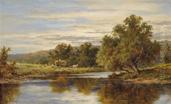 The River Wey, Ripley, Surrey Oil Painting by Henry H. Parker