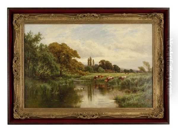 The River Thames In Spring Oil Painting by Henry H. Parker