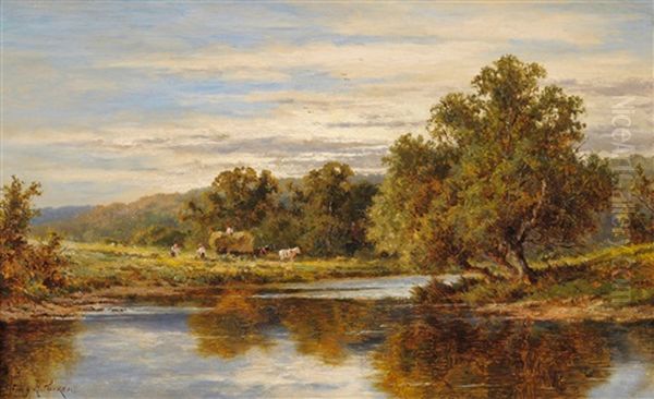 The River Wey, Ripley, Surrey Oil Painting by Henry H. Parker