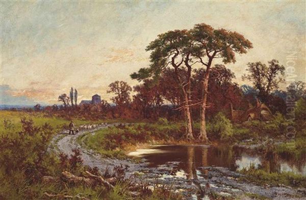 Near Godalming, Surrey Oil Painting by Henry H. Parker