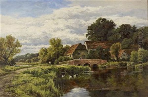 The River Loddon Near Basing, Hampshire Oil Painting by Henry H. Parker