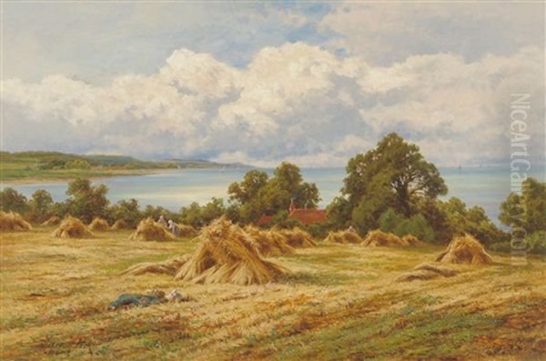 Harvest Time On The Sussex Coast Oil Painting by Henry H. Parker