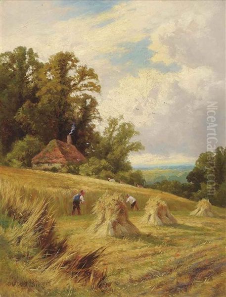 A Sussex Cornfield Oil Painting by Henry H. Parker