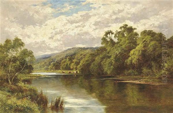 Silent Waters, On The Banks Of The Thames Oil Painting by Henry H. Parker