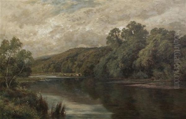 Silent Waters, On The Banks Of The Thames Oil Painting by Henry H. Parker