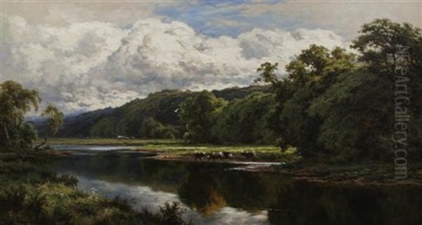 Near Chertsey On Thames Oil Painting by Henry H. Parker