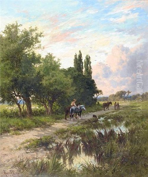 Homewards Oil Painting by Henry H. Parker