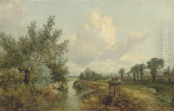 On The Stour, Harlow Essex Oil Painting by Henry H. Parker