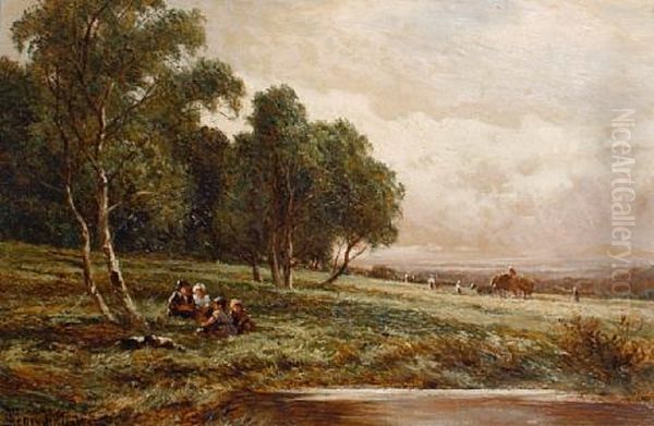 Hayfield, Milford Common, Surrey Oil Painting by Henry H. Parker