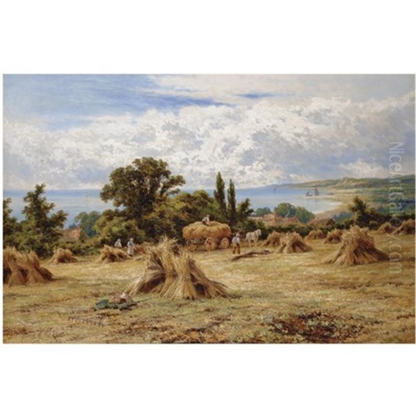 Harvest Time On The Sussex Coast Oil Painting by Henry H. Parker