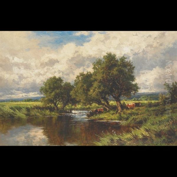 Near Churtsey On Thames Oil Painting by Henry H. Parker