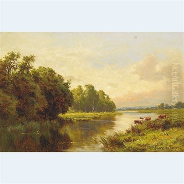 Evening Great Marlow On Thames Oil Painting by Henry H. Parker