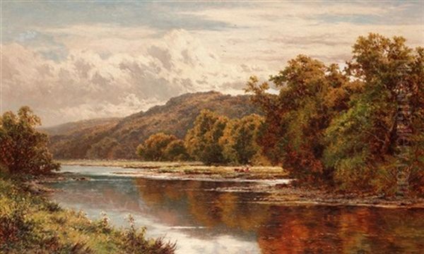 Reflections, The Thames At Cleeve Oil Painting by Henry H. Parker