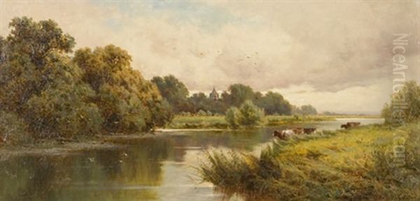 By The River Oil Painting by Henry H. Parker