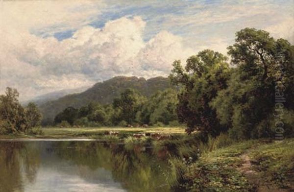 Sleeping Waters Near Henley On Thames Oil Painting by Henry H. Parker