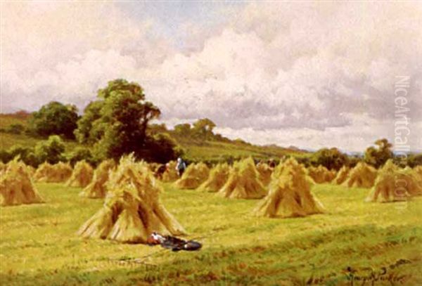 A Cornfield, Evesham Near Stratford-on-avon Oil Painting by Henry H. Parker