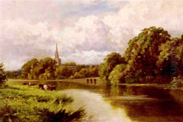 The Avon At Stratford Oil Painting by Henry H. Parker