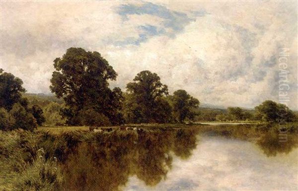 Sleeping Waters On The Thames, Near Pangbourne Oil Painting by Henry H. Parker