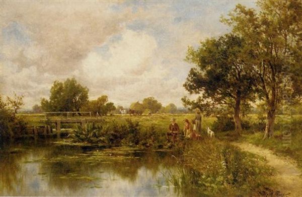 A Fishing Party, With Haymakers Beyond Oil Painting by Henry H. Parker