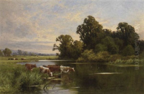 Evening On The Banks Of The Ouse Oil Painting by Henry H. Parker