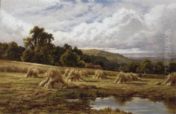 A Surrey Cornfield, Betchworth Oil Painting by Henry H. Parker