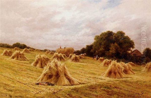 A Surrey Cornfield Near Reigate Oil Painting by Henry H. Parker