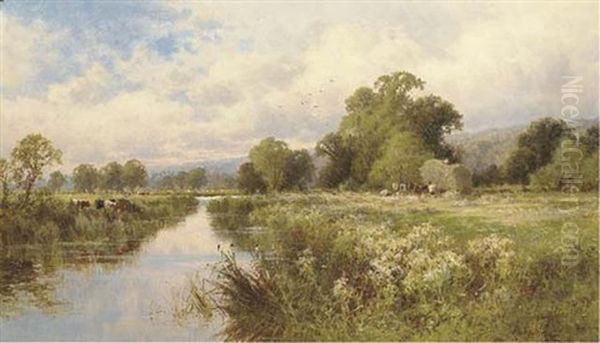 Near Great Marlow, On The Thames Oil Painting by Henry H. Parker