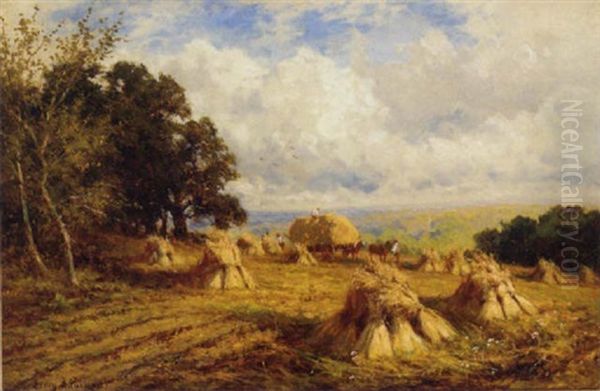 Harvesting Oil Painting by Henry H. Parker