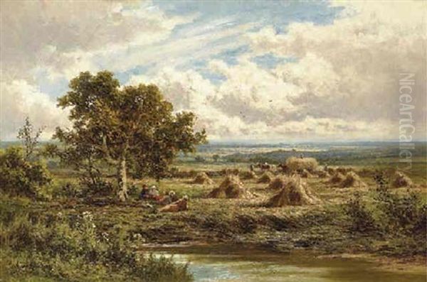 A Surrey Cornfield Oil Painting by Henry H. Parker