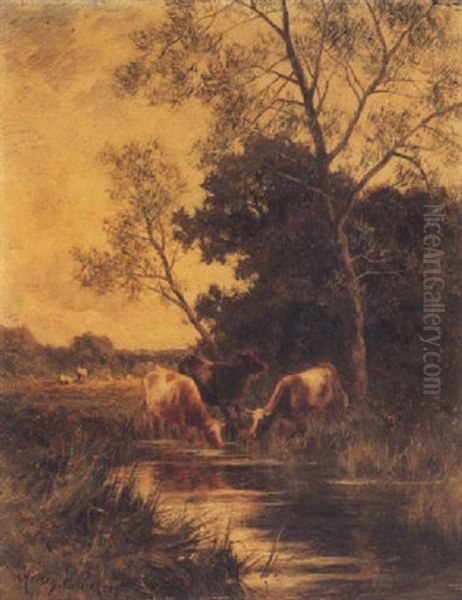 A Summer Morning Oil Painting by Henry H. Parker