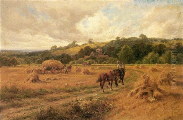 Harvesting Oil Painting by Henry H. Parker