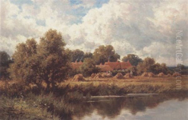 Harvest Time, Sonning Oil Painting by Henry H. Parker