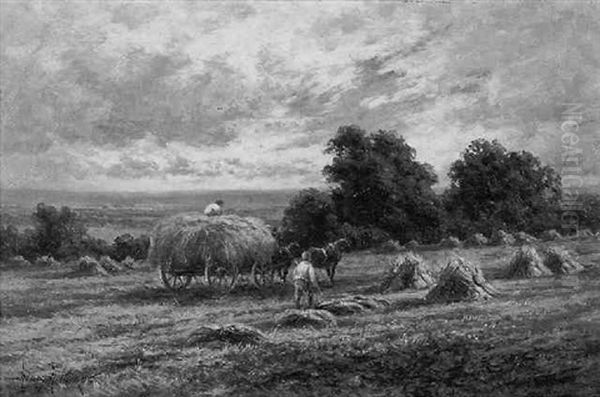 Harvest Time - Lymington, Hampshire Oil Painting by Henry H. Parker