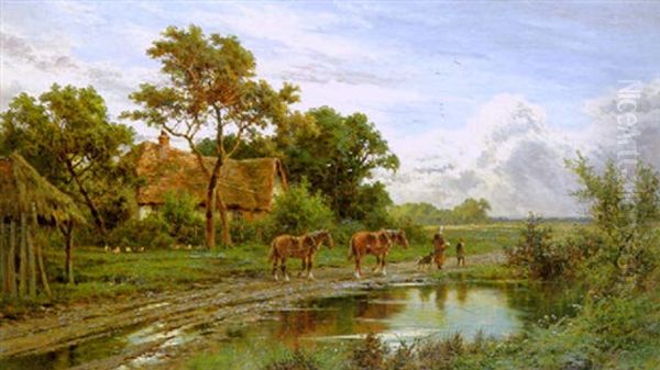 Evening, Near Streatley-on-thames Oil Painting by Henry H. Parker