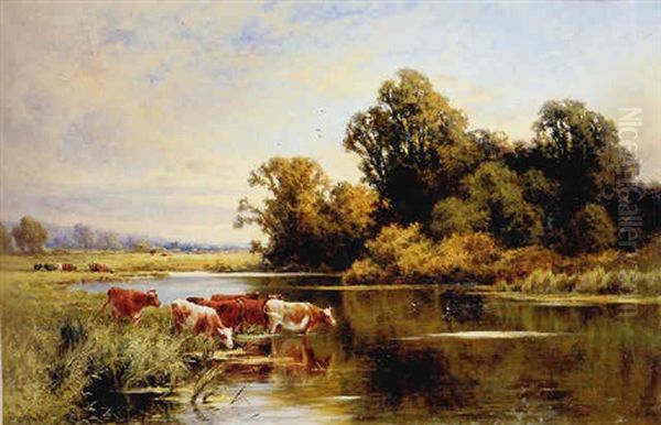 Evening On The Bank Of The Ouse Oil Painting by Henry H. Parker