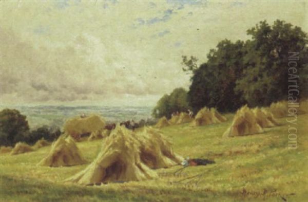 A Surrey Cornfield Oil Painting by Henry H. Parker