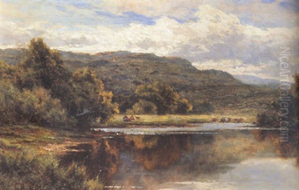 The Lledr River In The Lledy Valley, North Wales Oil Painting by Henry H. Parker