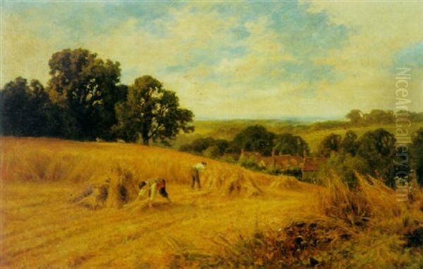 In The Hayfield Oil Painting by Henry H. Parker