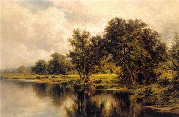 The River Mole, Dorking, Surrey Oil Painting by Henry H. Parker