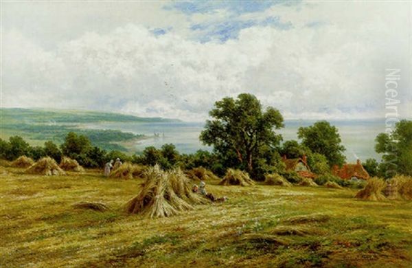 Harvesting By The Sea Oil Painting by Henry H. Parker