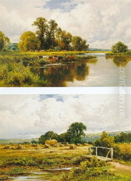 Silent Waters On The Avon (+ At Sonning, Berkshire; Pair) Oil Painting by Henry H. Parker