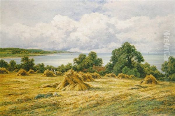 Harvest Time - On The Sussex Coast Oil Painting by Henry H. Parker