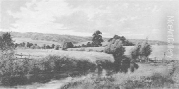 Shere Nr. Dorking, Surrey Oil Painting by Henry H. Parker