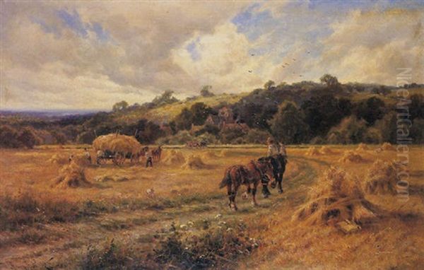 Harvesting Oil Painting by Henry H. Parker