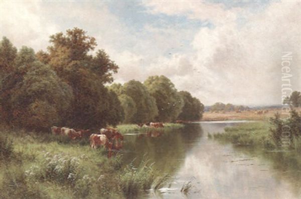 Near Basildon Woods On The Banks Of The Thames Oil Painting by Henry H. Parker