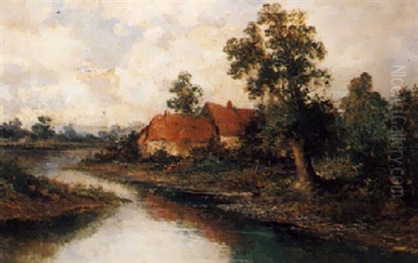 River Landscape Oil Painting by Henry H. Parker