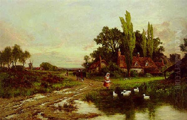 The Duck Pond Oil Painting by Henry H. Parker