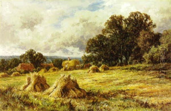 A Surrey Cornfield, Reigate Oil Painting by Henry H. Parker